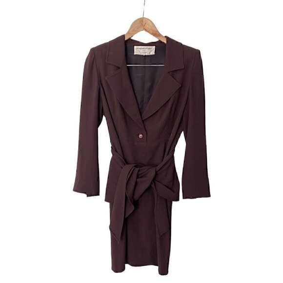 Vintage 90s Emanuel Ungaro Parallele Brown Dress 8 10 - Picture 1 of 7